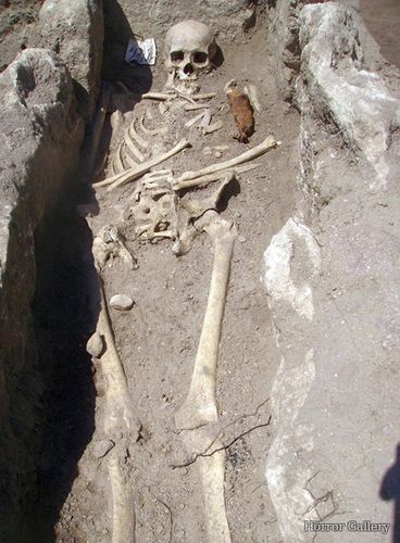 Скелет великана в каменной могиле