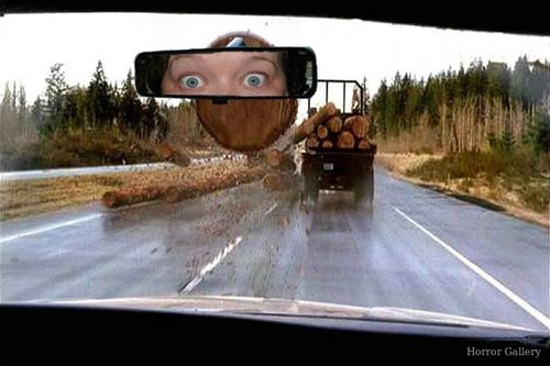Бревно летящее в кабину авто