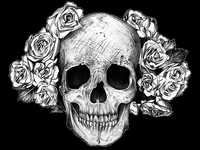 Белый череп в розах